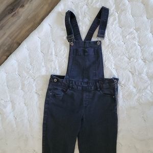 Black denim overalls